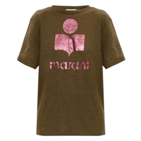 Isabel Marant Etolie Zewel Logo T-shirt, Khaki/Pink